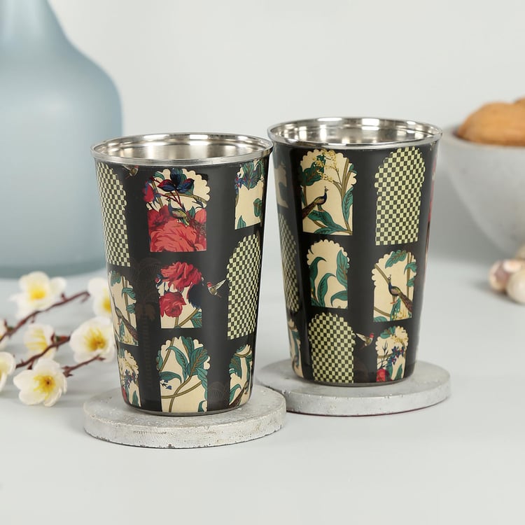 INDIA CIRCUS Signature Windows Set of 2 Stainless Steel Printed Tumblers
