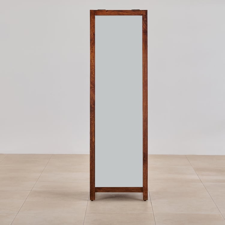 Alberta Mango Wood Storage Mirror - Brown