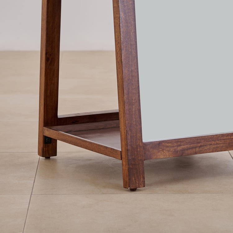 Alberta Mango Wood Storage Mirror - Brown