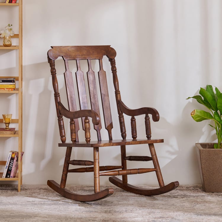Remus Mango Wood Rocking Chair - Brown