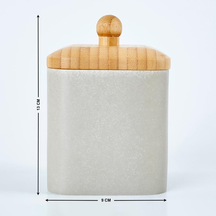 Senegal Polyresin Cotton Jar with Bamboo Lid