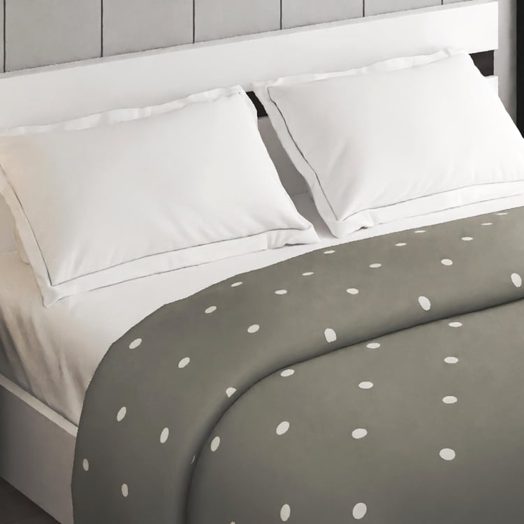 Colour Refresh Cotton Polka Embroidered Double Quilt