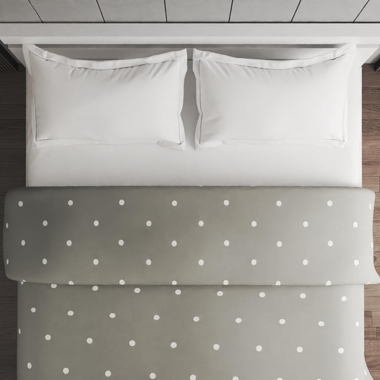 Colour Refresh Cotton Polka Embroidered Double Quilt