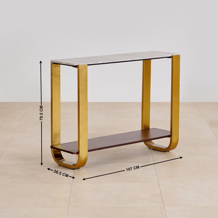 Alexander Marble Top Console Table - Gold