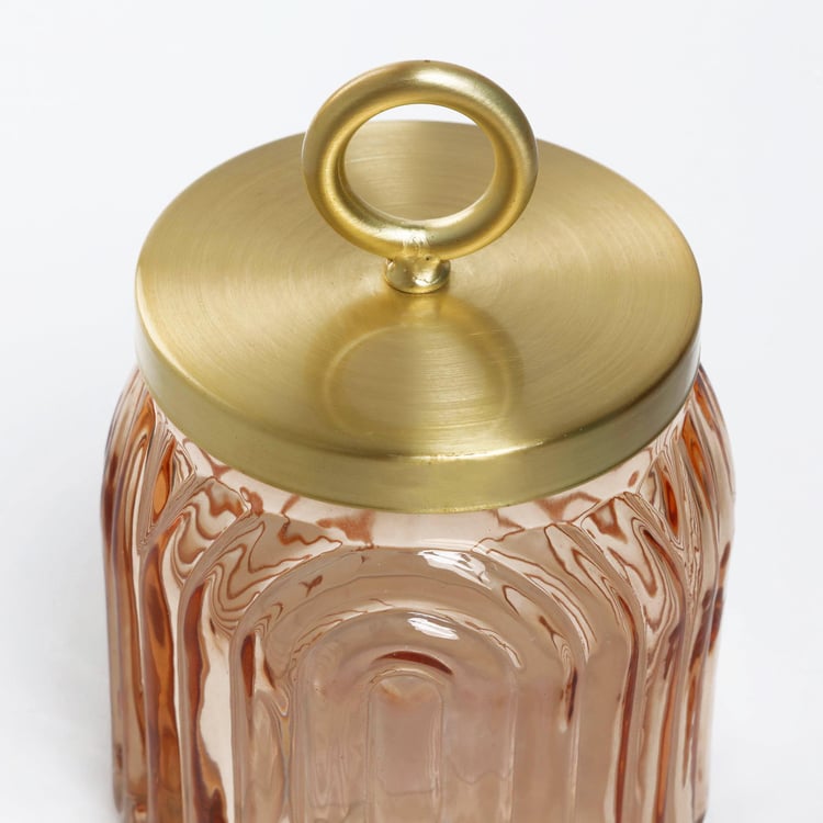 Nova Dastkari Asra Glass Cotton Jar with Metal Lid