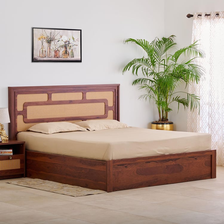 Elsa Daisy Queen Bed with Hydraulic Storage - Brown