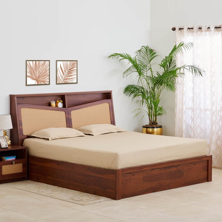 Elsa Daffodil King Bed with Hydraulic Storage - Brown