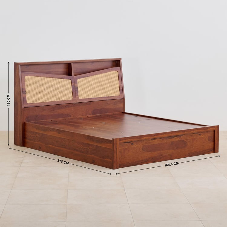 Elsa Daffodil Queen Bed with Hydraulic Storage - Brown