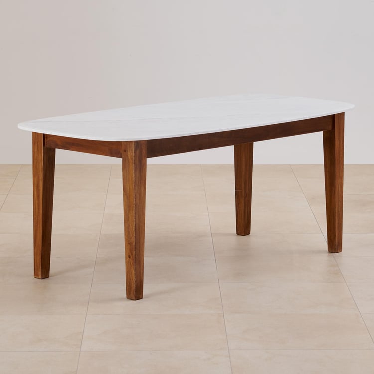 Cane NXT Marble Top 6-Seater Dining Table - White and Brown