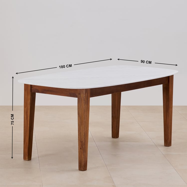 Cane NXT Marble Top 6-Seater Dining Table - White and Brown