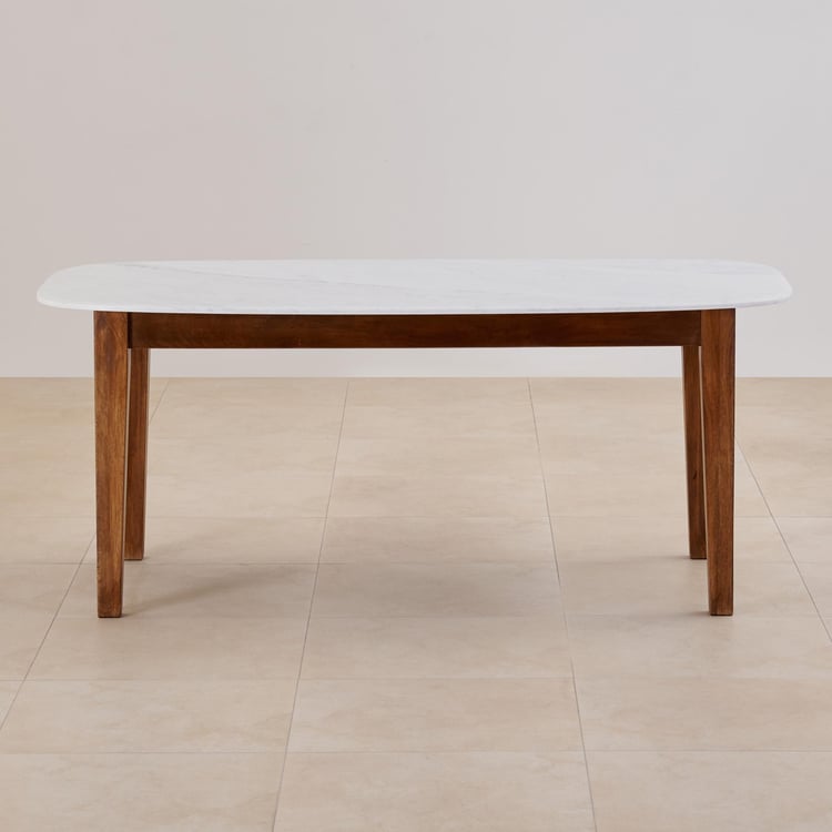 Cane NXT Marble Top 6-Seater Dining Table - White and Brown