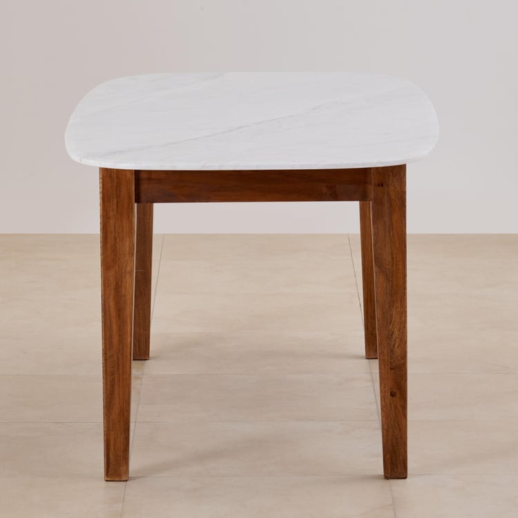 Cane NXT Marble Top 6-Seater Dining Table - White and Brown