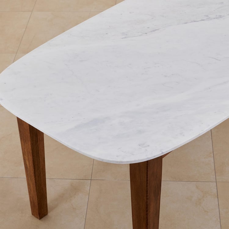 Cane NXT Marble Top 6-Seater Dining Table - White and Brown