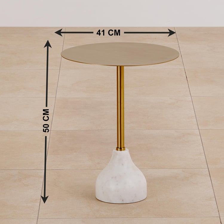 August Marble Accent Table - Gold