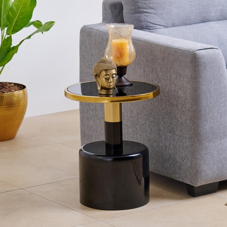 Mathew Glass Top Accent Table - Black