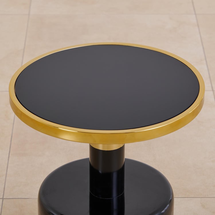 Mathew Glass Top Accent Table - Black