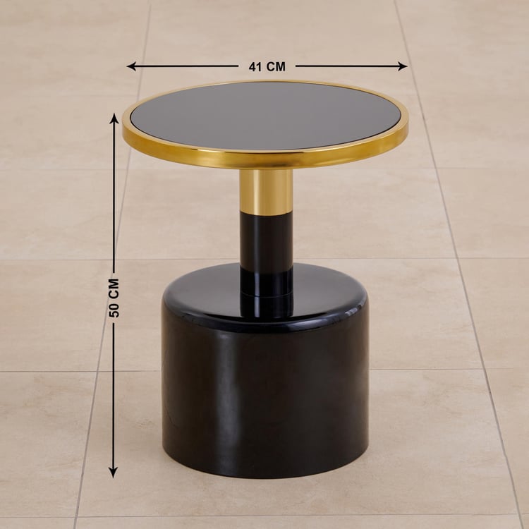 Mathew Glass Top Accent Table - Black