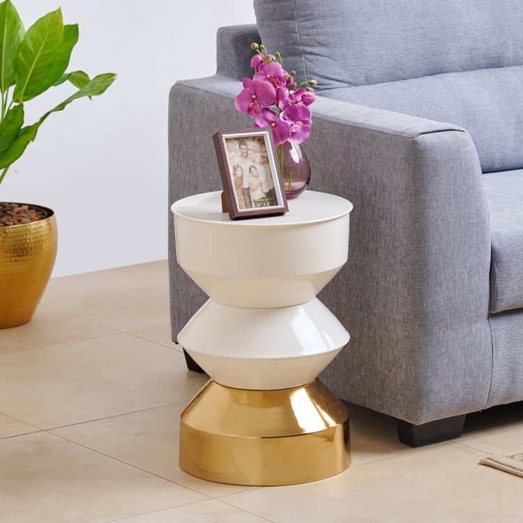 Robert Metal Accent Table - White and Gold