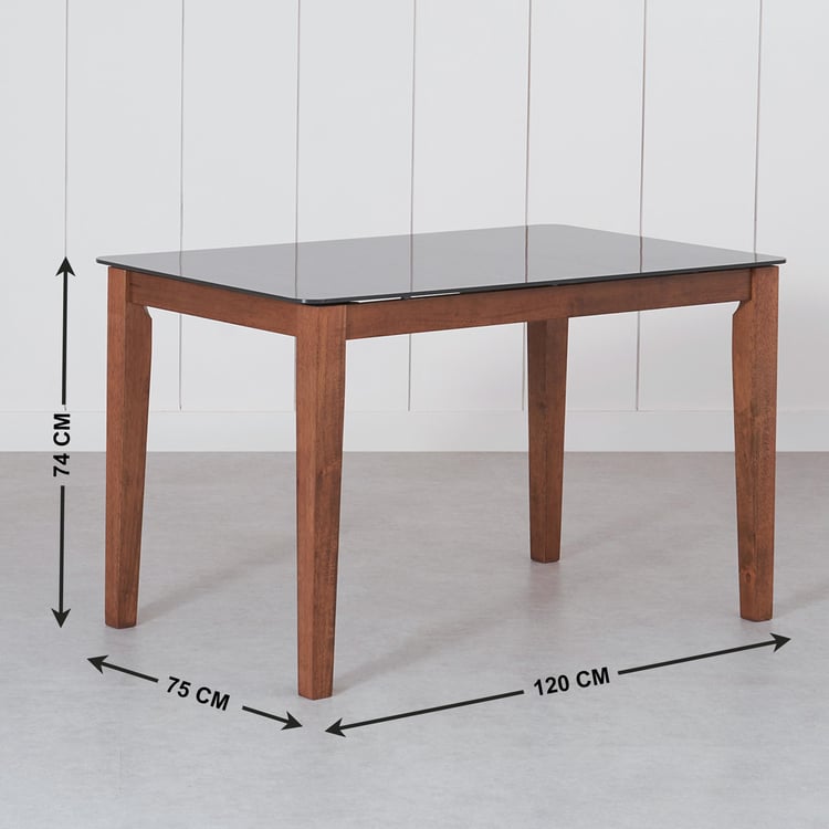 Paco Tempered Glass Top 4-Seater Dining Table - Grey and Brown