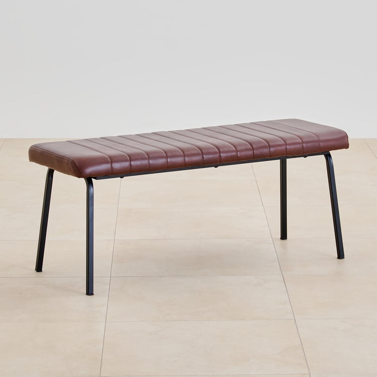 (Refurbished) Ajax Faux Leather Dining Bench - Brown