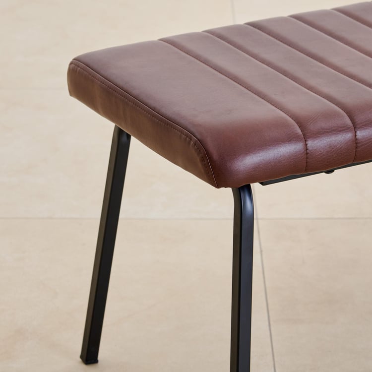 (Refurbished) Ajax Faux Leather Dining Bench - Brown