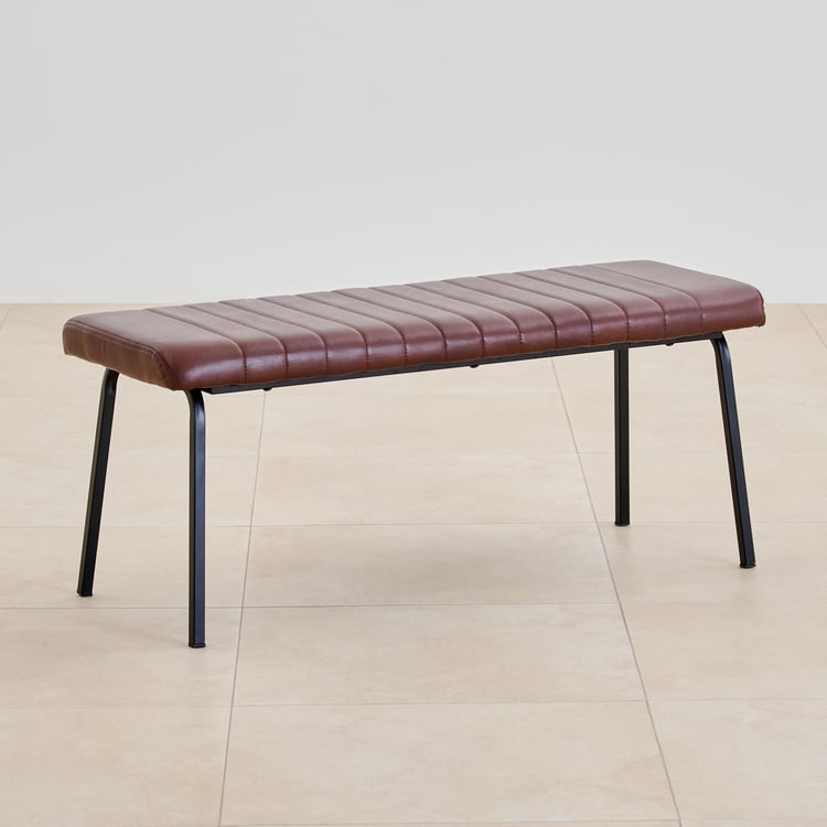 (Refurbished) Ajax Faux Leather Dining Bench - Brown