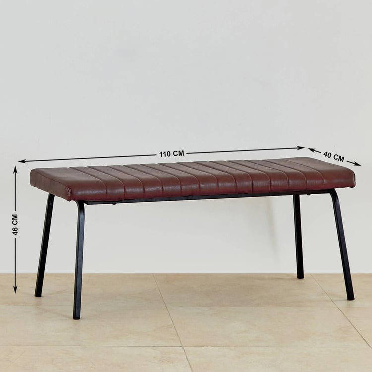 (Refurbished) Ajax Faux Leather Dining Bench - Brown