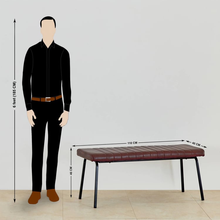 (Refurbished) Ajax Faux Leather Dining Bench - Brown