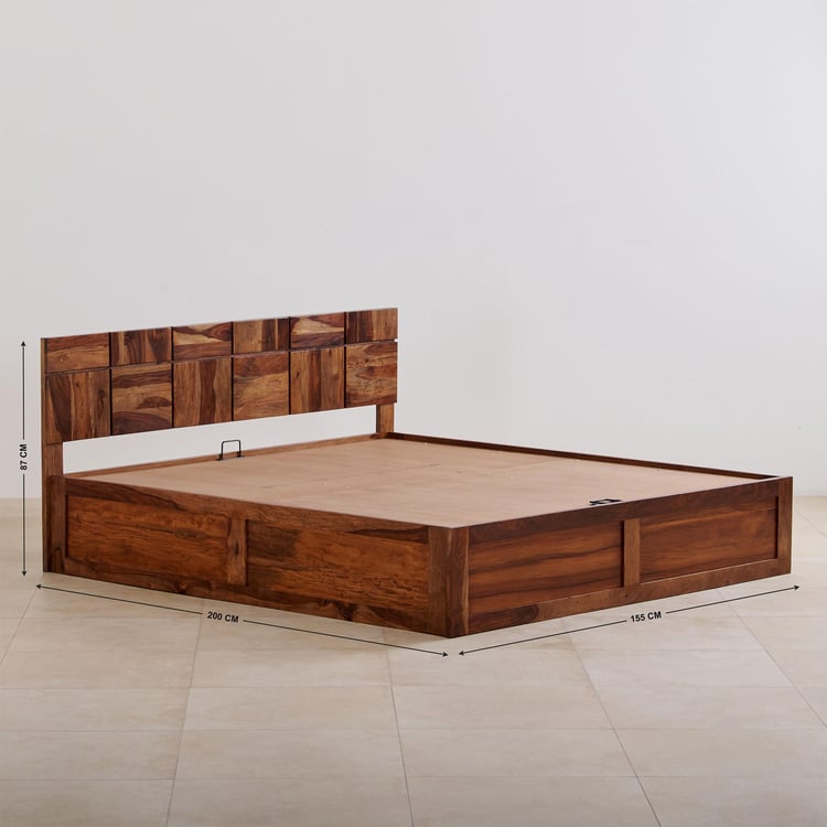 Helios Rubix Queen Bed with Hydraulic Storage - Brown