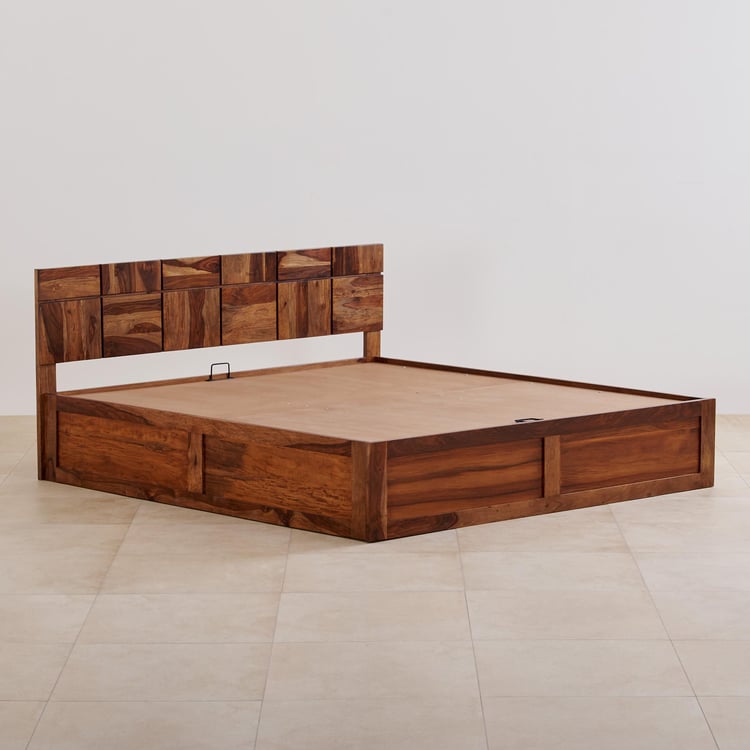 Helios Rubix Queen Bed with Hydraulic Storage - Brown