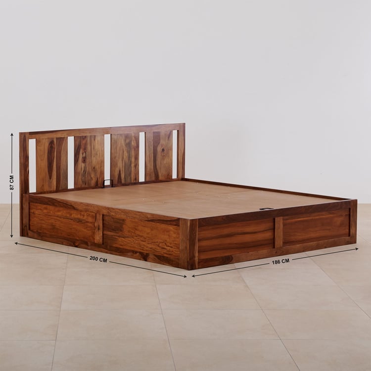 Helios Pico King Bed with Hydraulic Storage - Brown