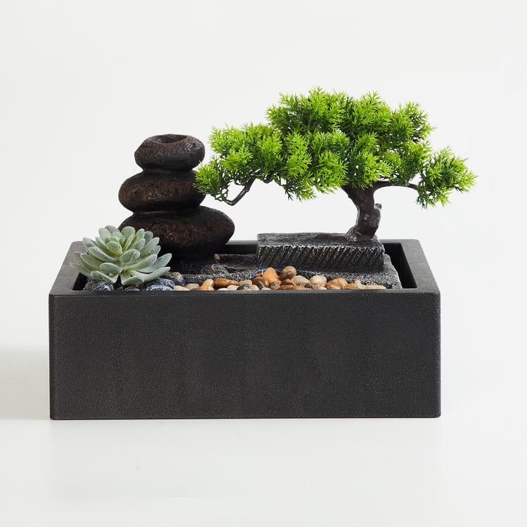 Alpine Polyresin Tree and Peeble Fountain - 22x34x20cm