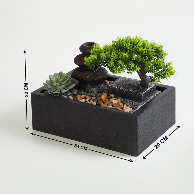 Alpine Polyresin Tree and Peeble Fountain - 22x34x20cm