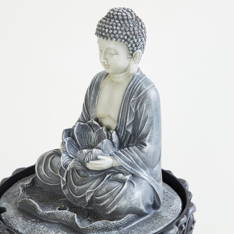 Alpine Polyresin Buddha and Lotus Fountain - 25x19 cm