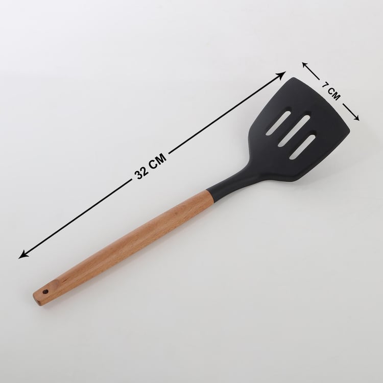 Chef Special Omega Silicone Slotted Turner with Wooden Handle