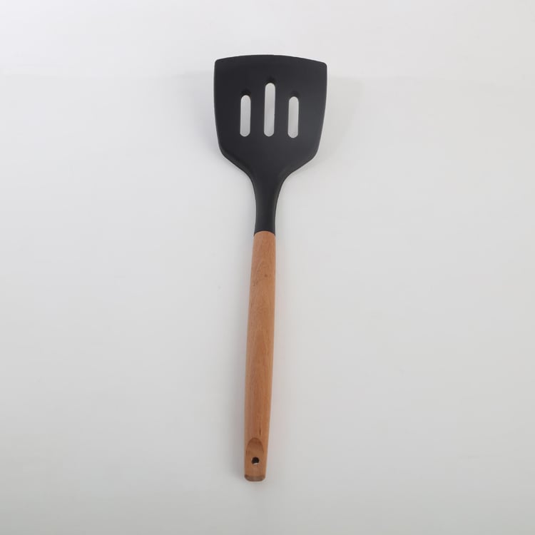 Chef Special Omega Silicone Slotted Turner with Wooden Handle