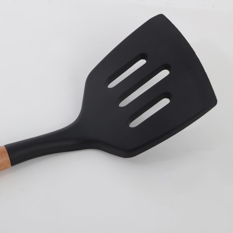 Chef Special Omega Silicone Slotted Turner with Wooden Handle