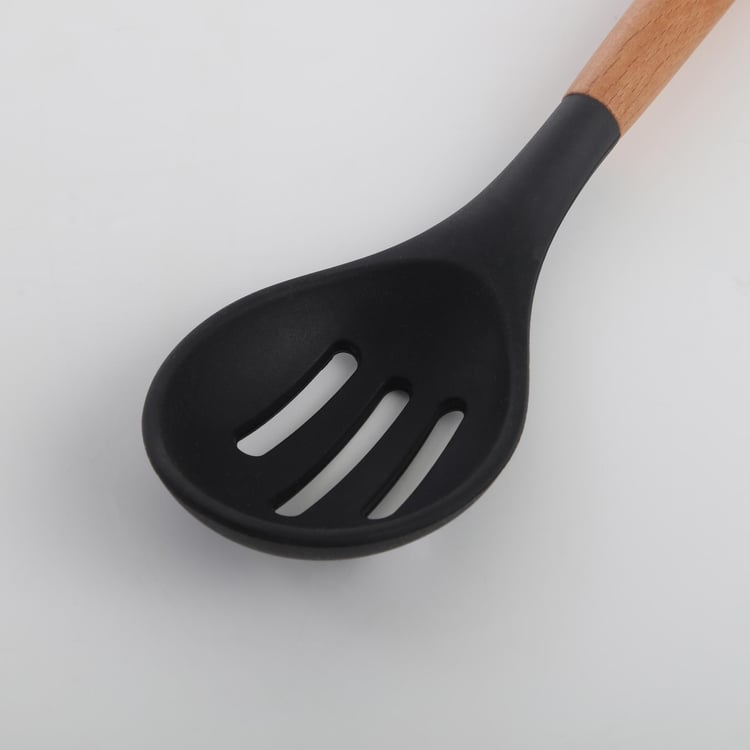 Chef Special Omega Silicone Slotted Spoon with Wooden Handle