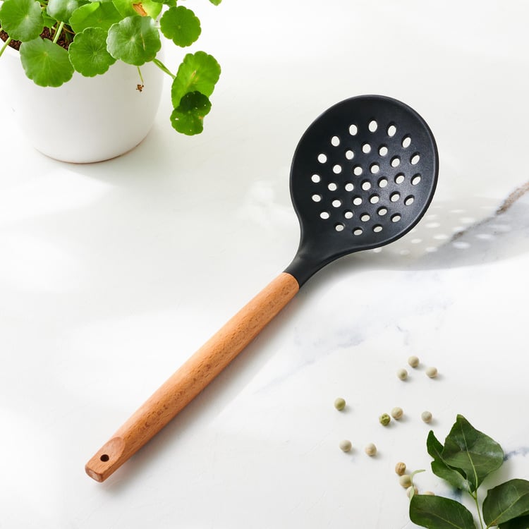 Chef Special Omega Silicone Skimmer with Wooden Handle