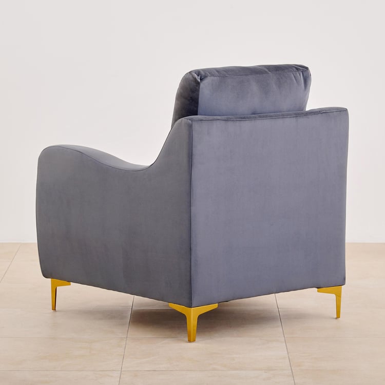 Bianca Velvet 1-Seater Sofa - Grey