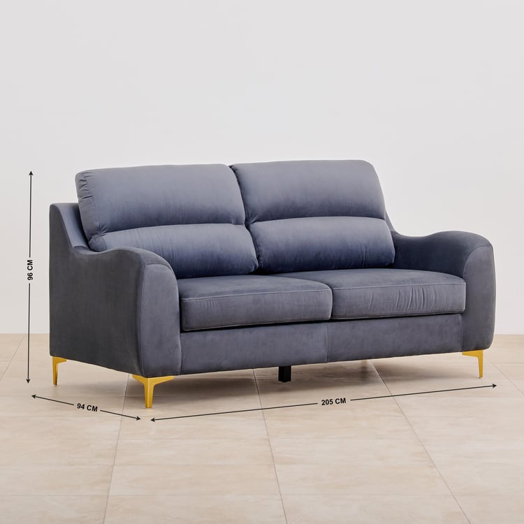 Bianca Velvet 3-Seater Sofa - Grey