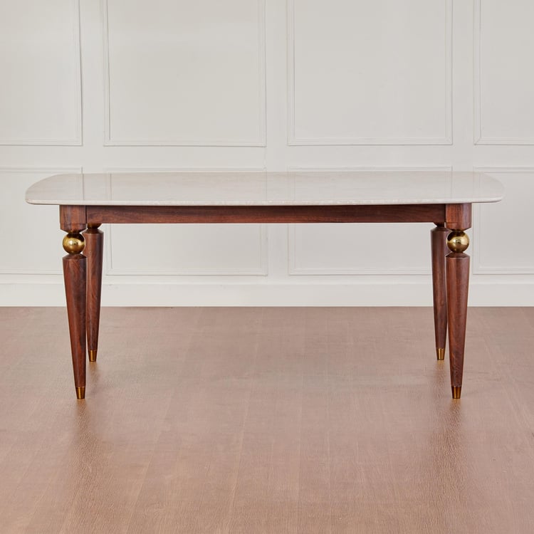 Dastkari Marble Top 6-Seater Dining Table - Brown