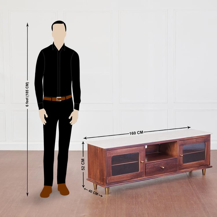 Dastkari Marble Top TV Unit - Brown