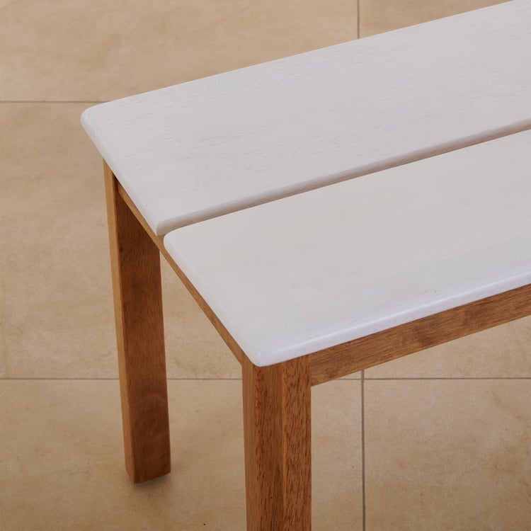 Santorini Solid Wood Dining Bench - White