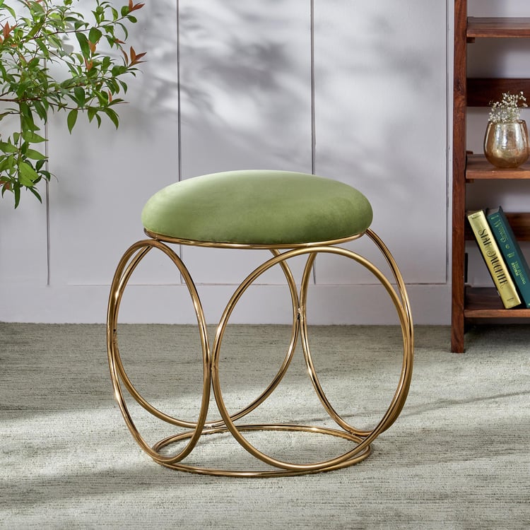 Citrine Fabric Stool - Gold and Green