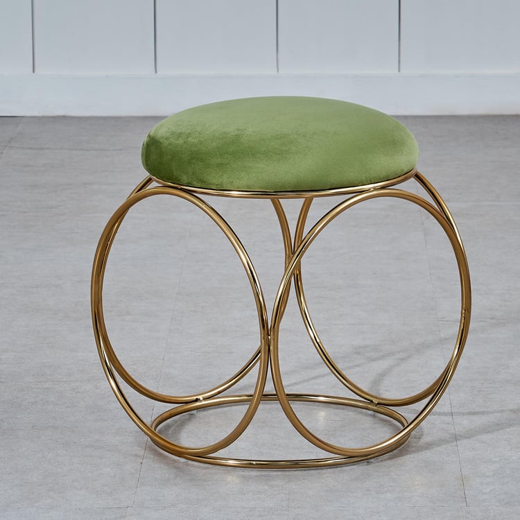 Citrine Fabric Stool - Gold and Green