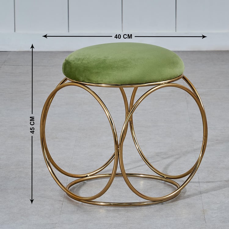 Citrine Fabric Stool - Gold and Green