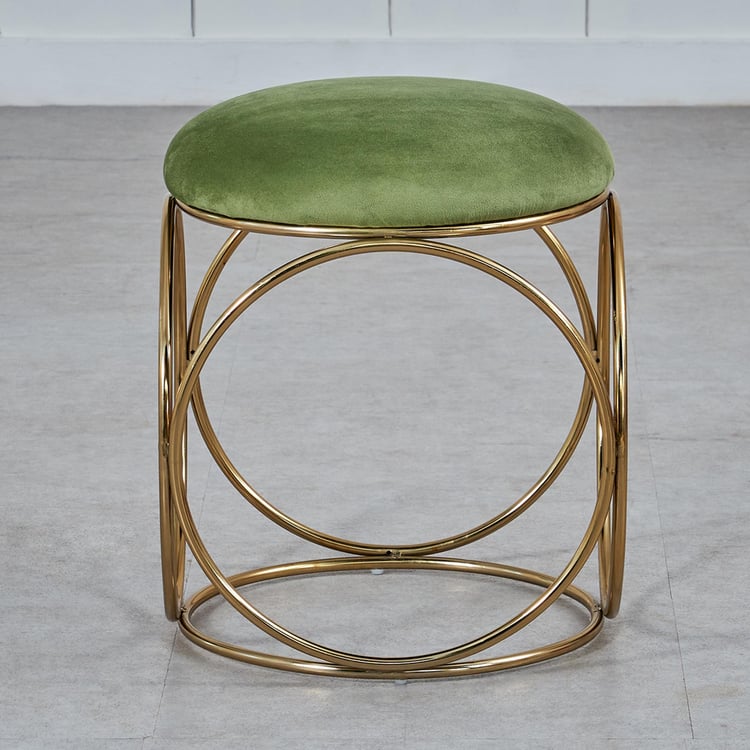 Citrine Fabric Stool - Gold and Green