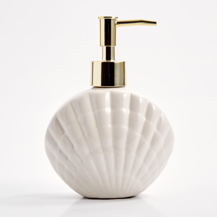 Nova Santorini Ceramic Shell-Shaped Soap Dispenser - 300ml