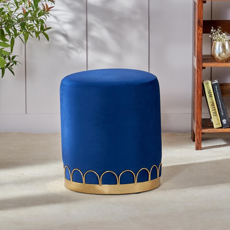 Flora Fabric Pouffe - Blue